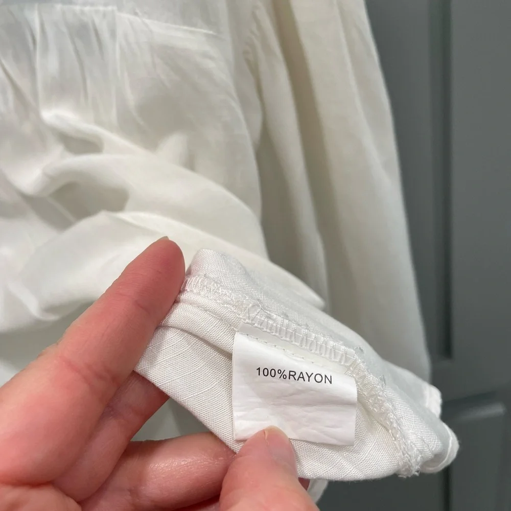 Boho White Crochet Yoke Peasant Top - Picture 7 of 10